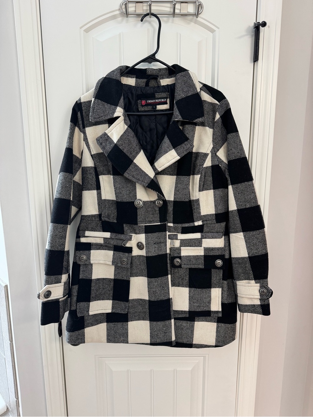 Urban Republic Black and White Plaid Peacoat